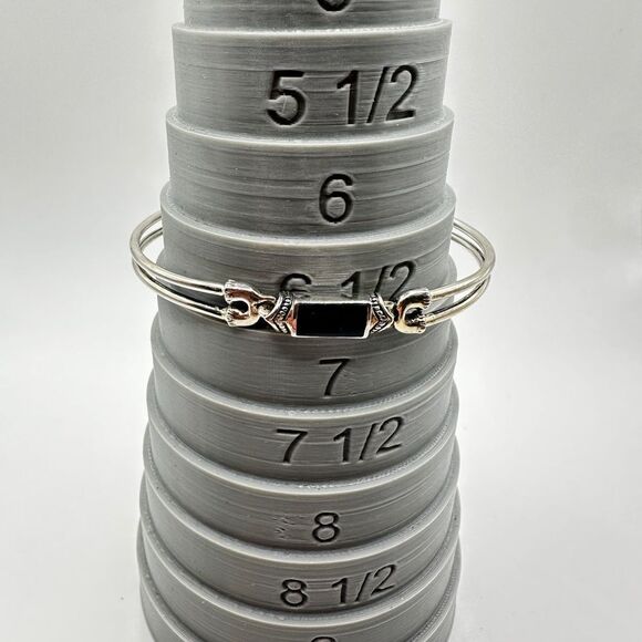 Vintage Sterling Silver, Onyx inlay bangle, hinge bracelet! - Picture 10 of 10